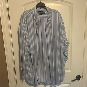 Polo by Ralph Lauren Blue and White Casual Button Down Shirt